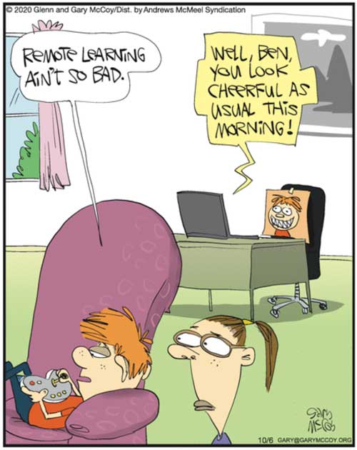 political cartoon about remote learning